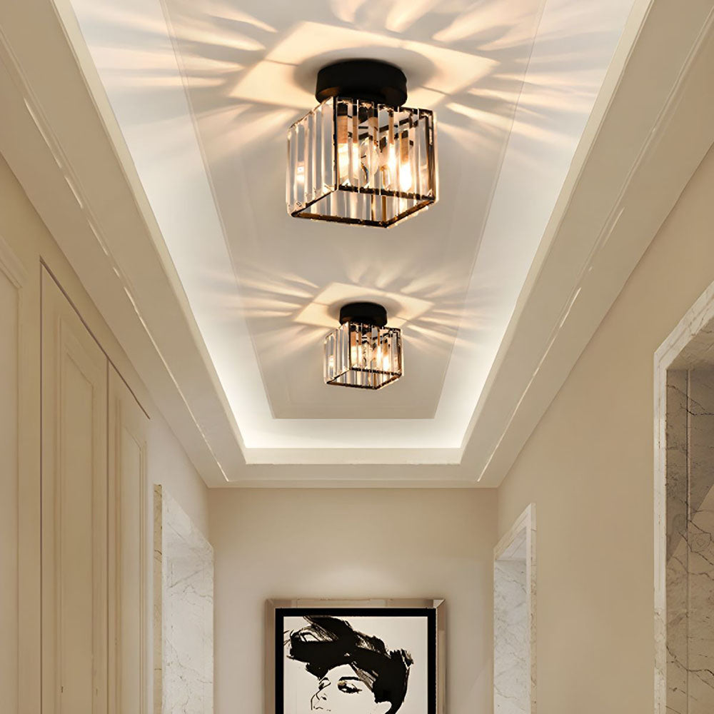 Quadratische Kristall-Deckenlampe mit Lichteffekt