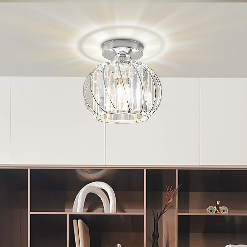 Deckenlampe mit Kristalleffekt und Metallrahmen