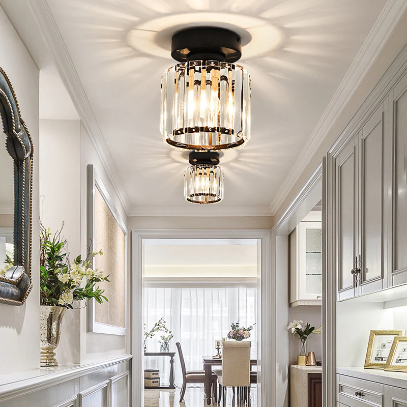 Quadratische Kristall-Deckenlampe mit Lichteffekt
