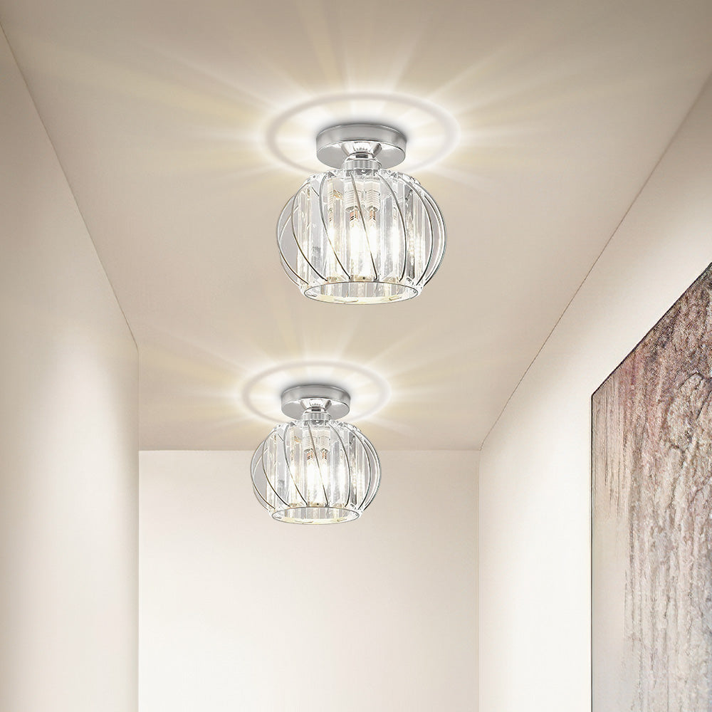 Deckenlampe mit Kristalleffekt und Metallrahmen