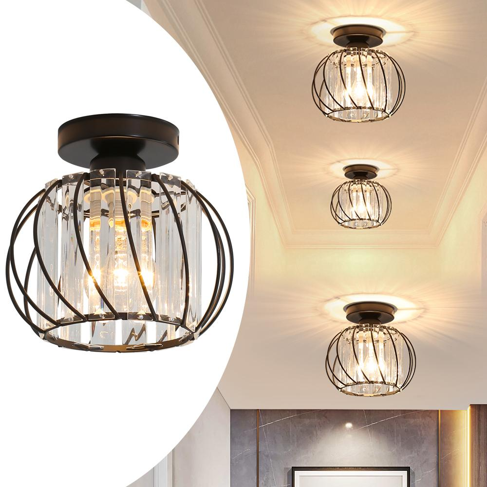 Deckenlampe mit Kristalleffekt und Metallrahmen