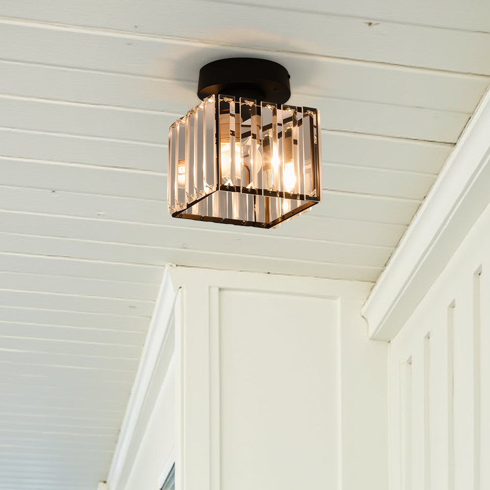 Quadratische Kristall-Deckenlampe mit Lichteffekt