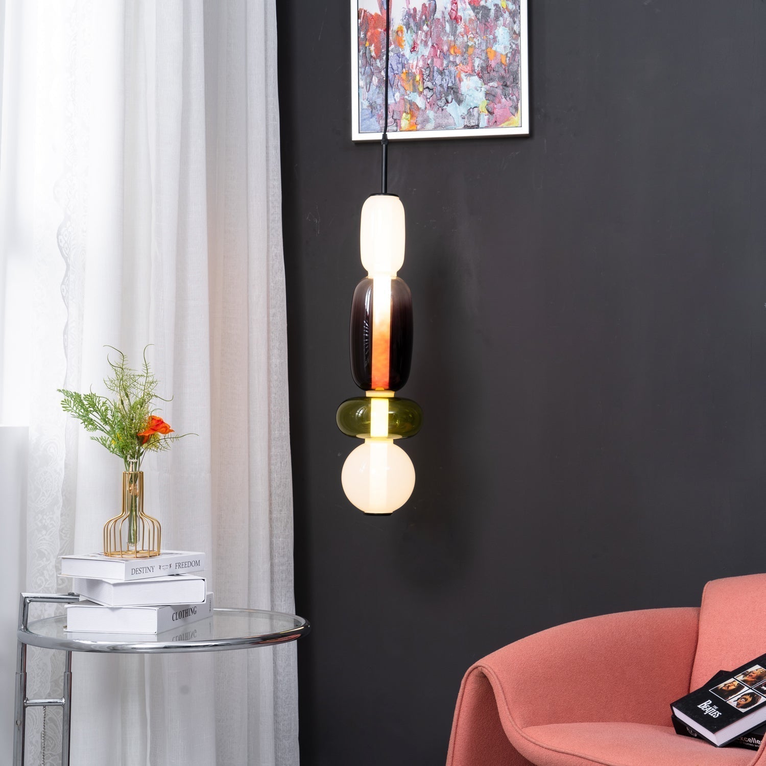 Moderne Glas Deckenlampe – Bunte Pendelleuchte im Skandinavischen Design