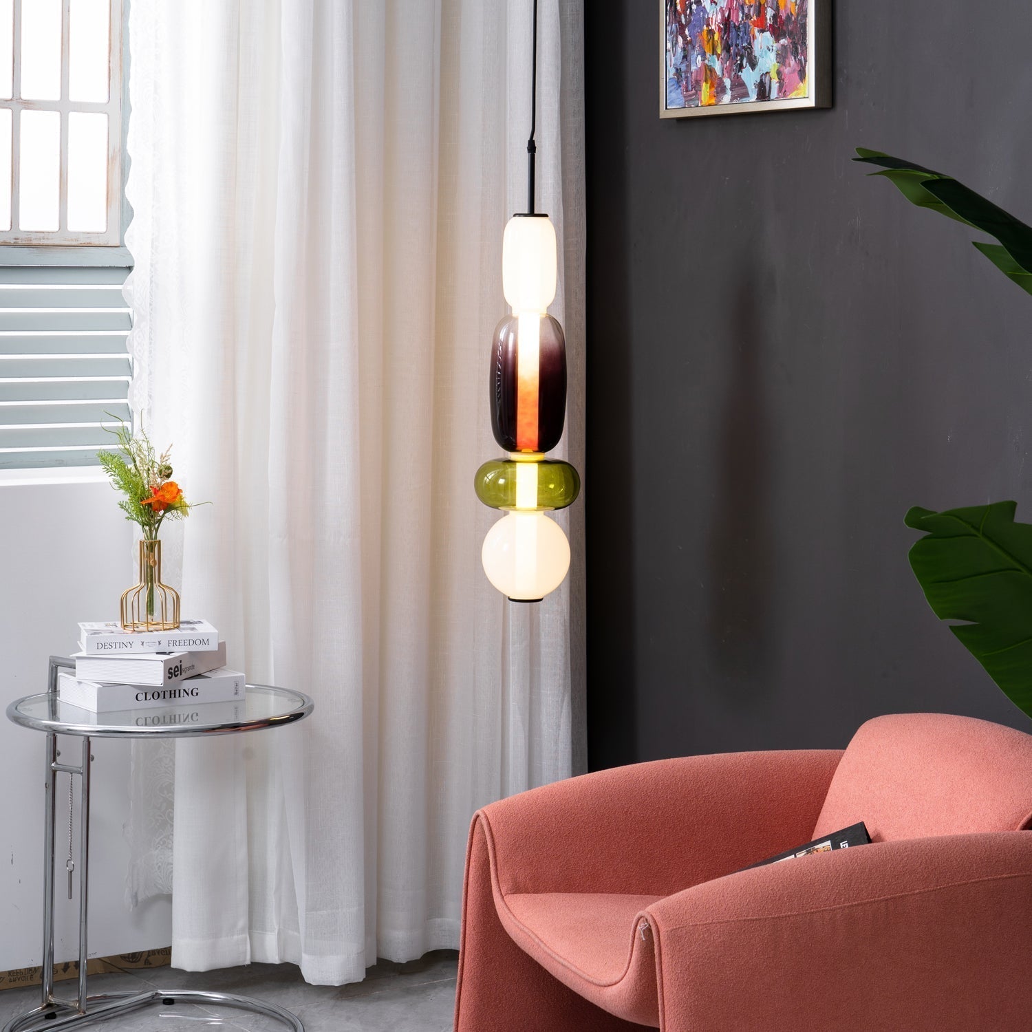 Moderne Glas Deckenlampe – Bunte Pendelleuchte im Skandinavischen Design