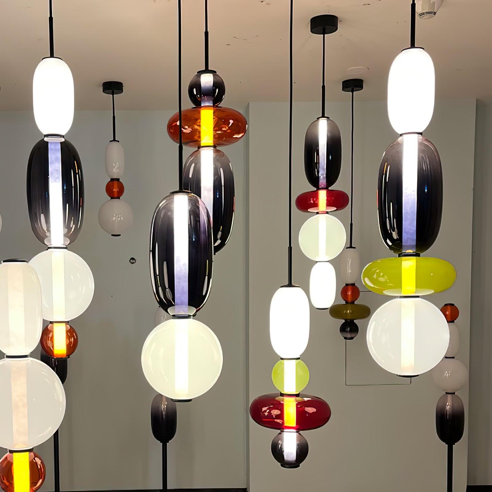 Moderne Glas Deckenlampe – Bunte Pendelleuchte im Skandinavischen Design