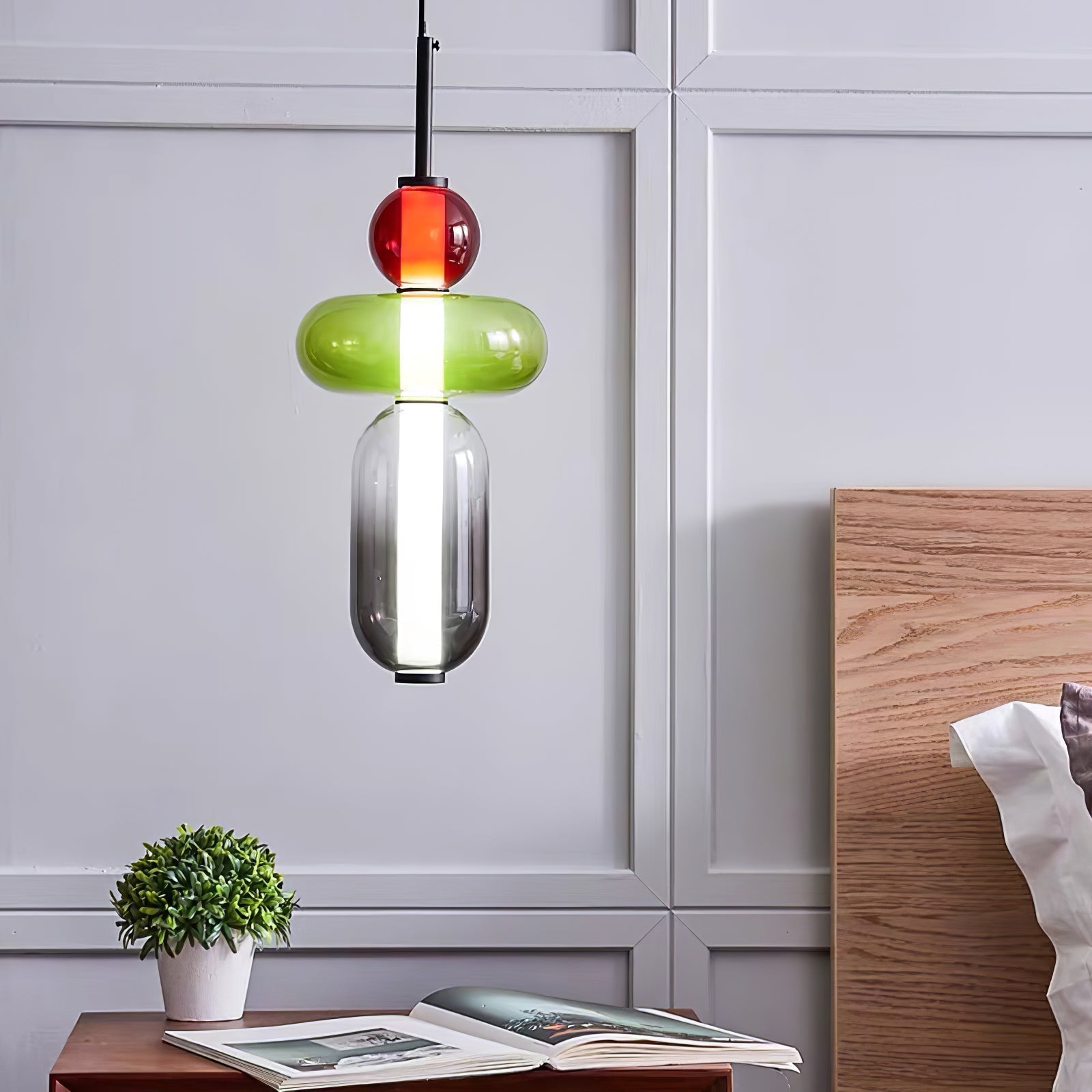 Moderne Glas Deckenlampe – Bunte Pendelleuchte im Skandinavischen Design