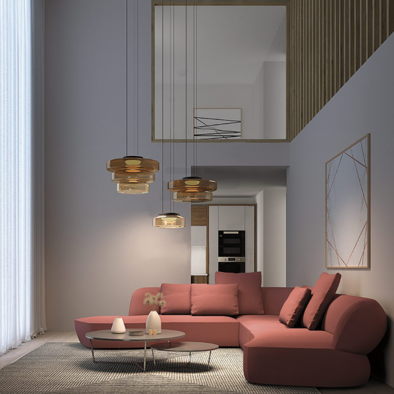 Moderne Deckenlampe mit getöntem Glasdesign