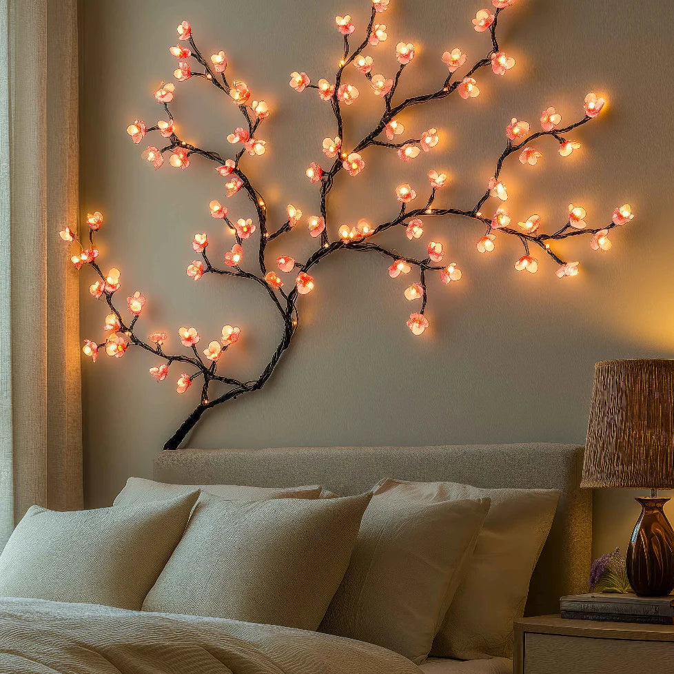 LED-Wandleuchte im Kirschblütenzweig-Design