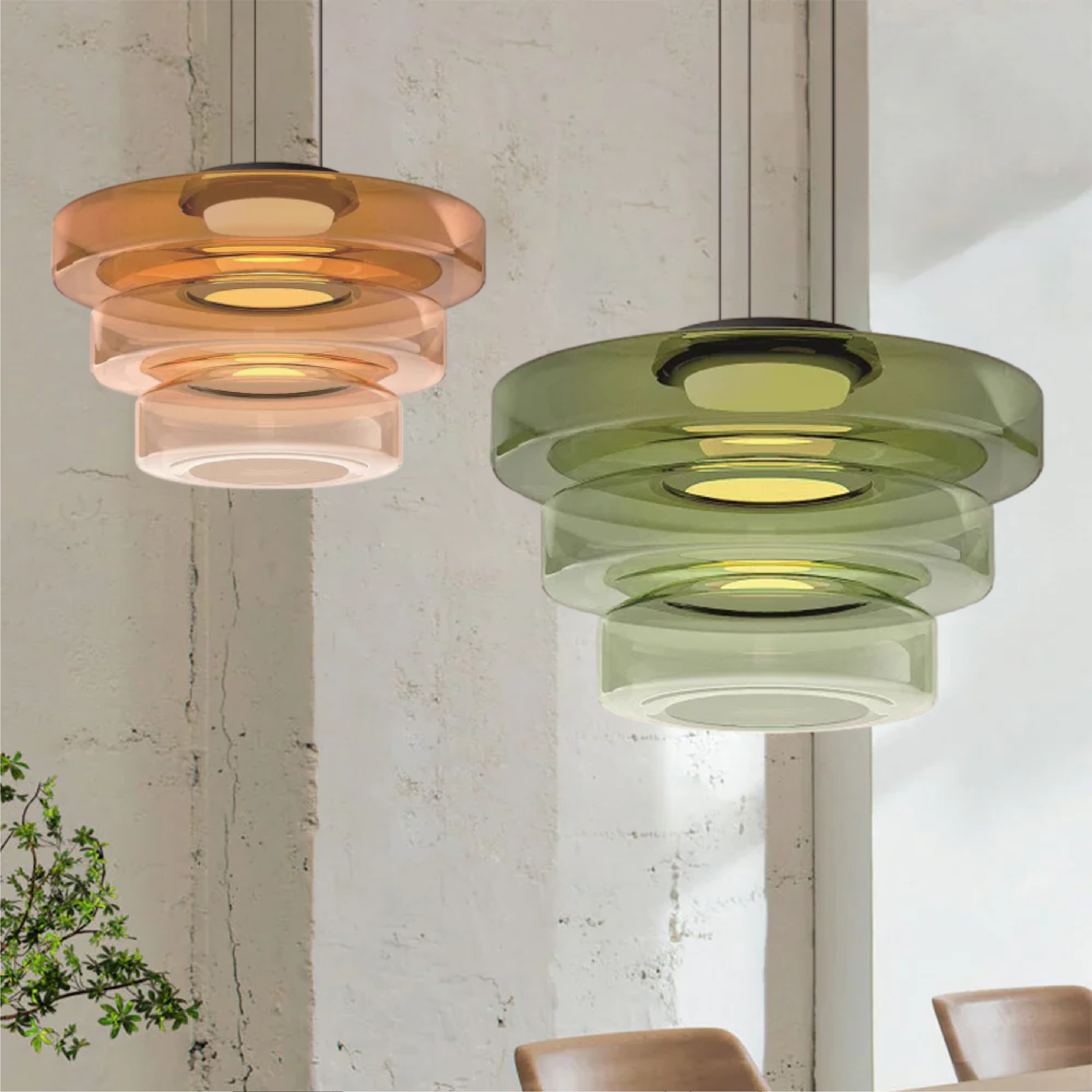 Moderne Deckenlampe mit getöntem Glasdesign