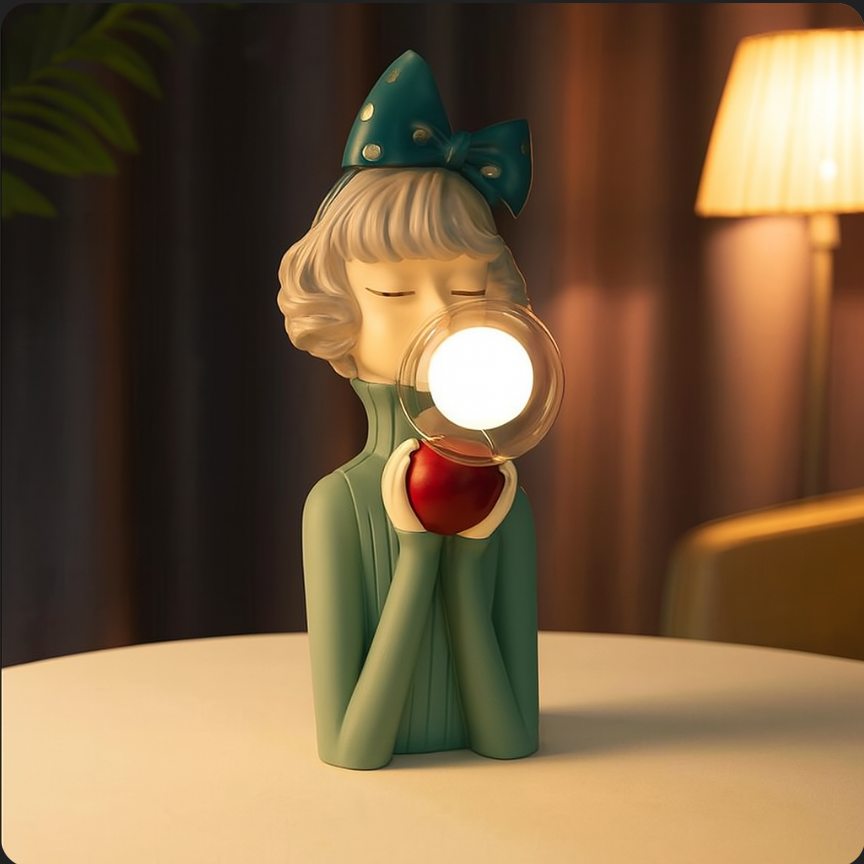 Figurale Tischlampe mit Kaugummiblasen-Licht
