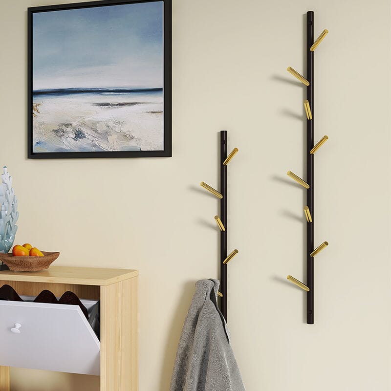 Wandgarderobe Schwarz-Gold – Vertikale Hakenleiste