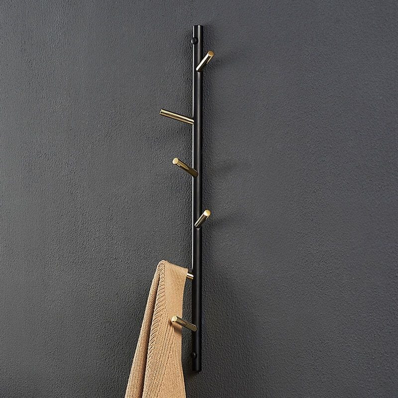 Wandgarderobe Schwarz-Gold – Vertikale Hakenleiste
