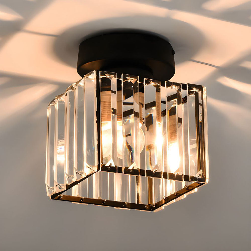 Quadratische Kristall-Deckenlampe mit Lichteffekt