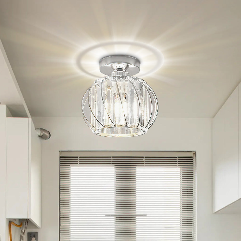 Deckenlampe mit Kristalleffekt und Metallrahmen