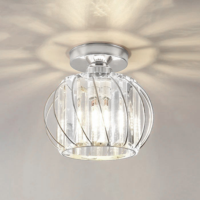 Deckenlampe mit Kristalleffekt und Metallrahmen