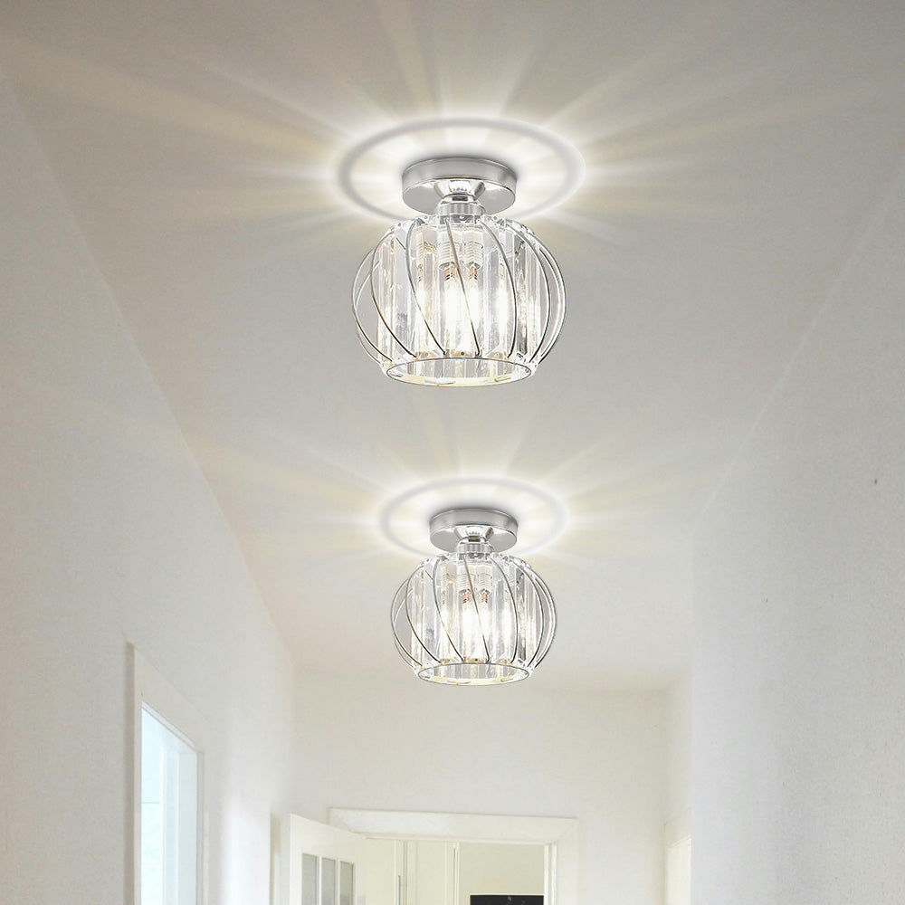 Deckenlampe mit Kristalleffekt und Metallrahmen