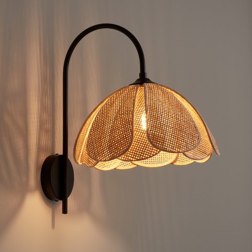 Rattan Wandlampe im Vintage-Stil