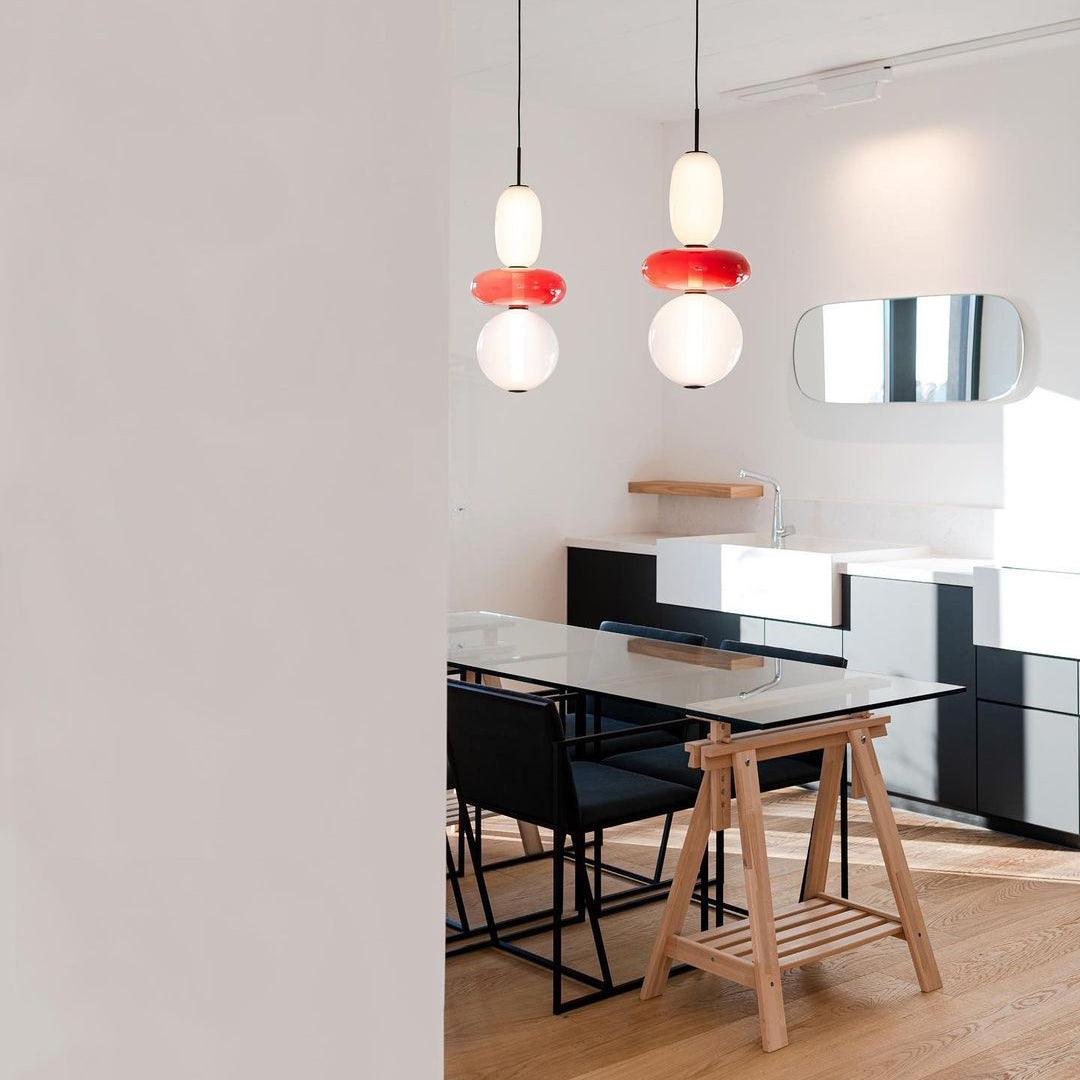 Moderne Glas Deckenlampe – Bunte Pendelleuchte im Skandinavischen Design