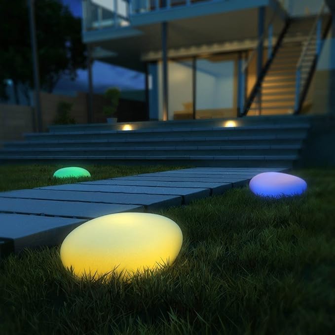 Solar Gartenleuchte Stein-Design – Warmes LED Licht für Außen
