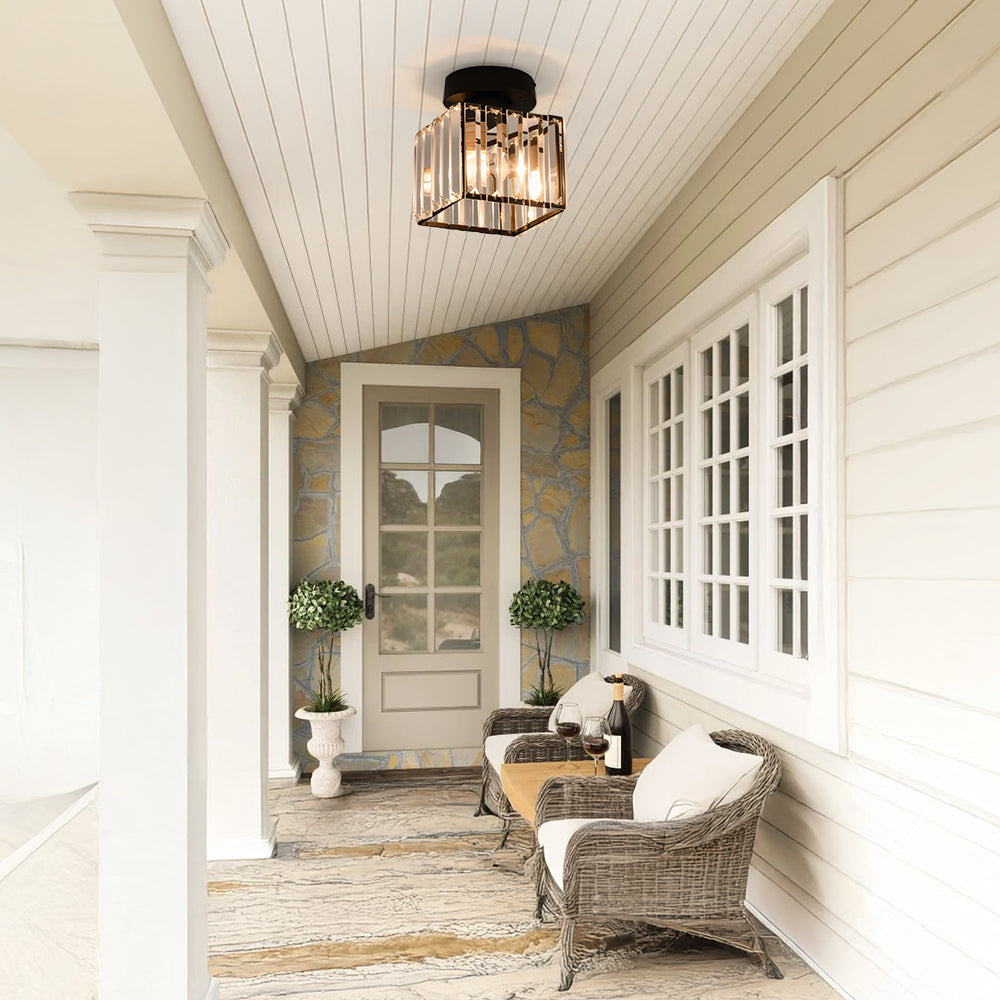 Quadratische Kristall-Deckenlampe mit Lichteffekt