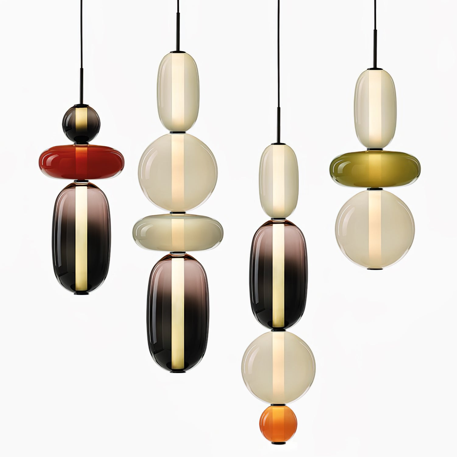 Moderne Glas Deckenlampe – Bunte Pendelleuchte im Skandinavischen Design