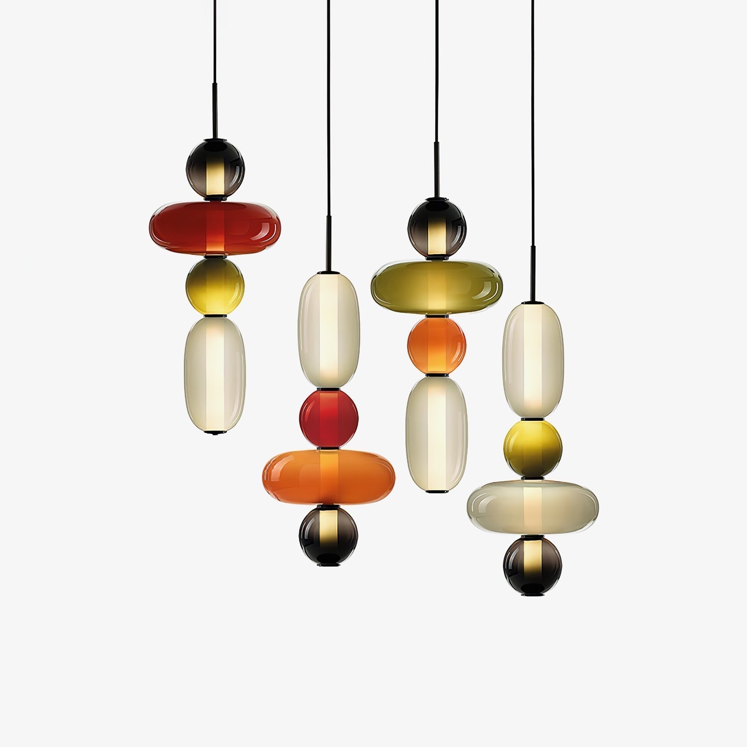 Moderne Glas Deckenlampe – Bunte Pendelleuchte im Skandinavischen Design