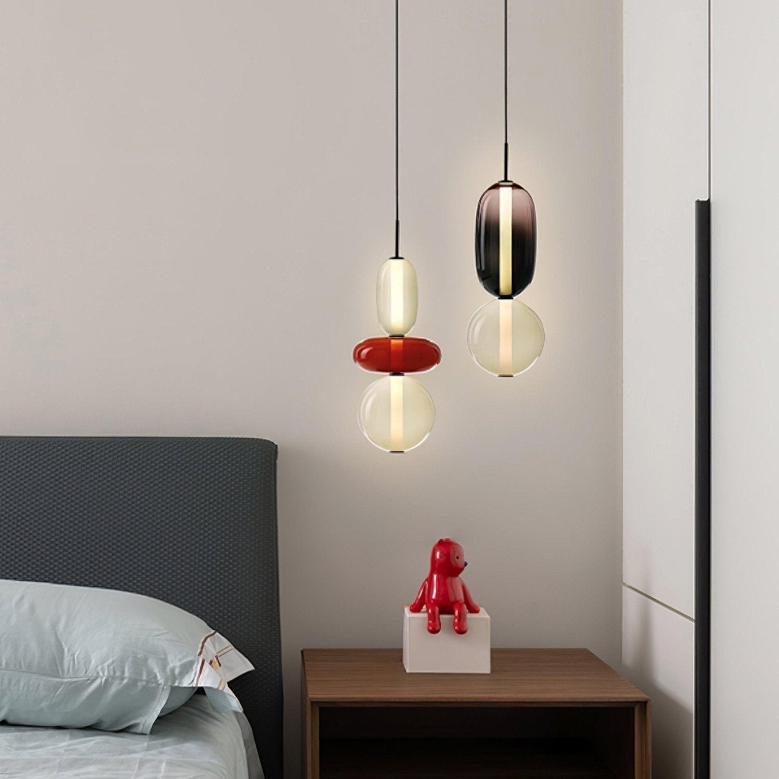 Moderne Glas Deckenlampe – Bunte Pendelleuchte im Skandinavischen Design