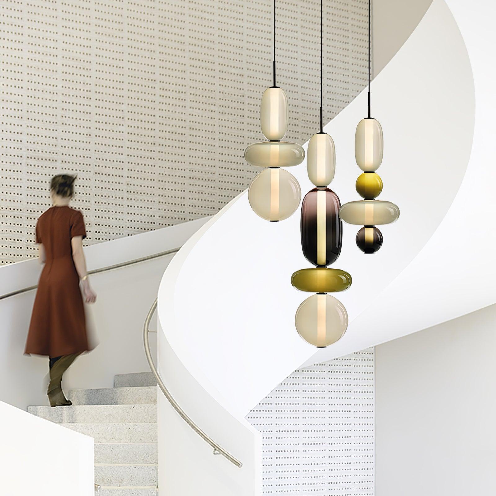 Moderne Glas Deckenlampe – Bunte Pendelleuchte im Skandinavischen Design