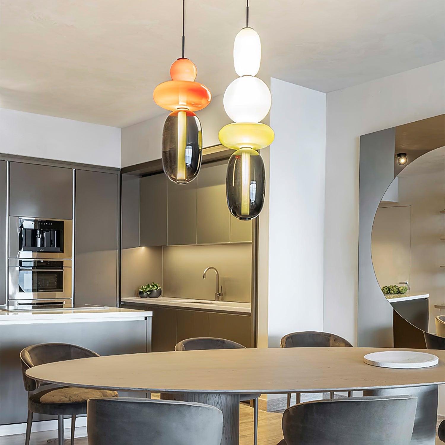 Moderne Glas Deckenlampe – Bunte Pendelleuchte im Skandinavischen Design