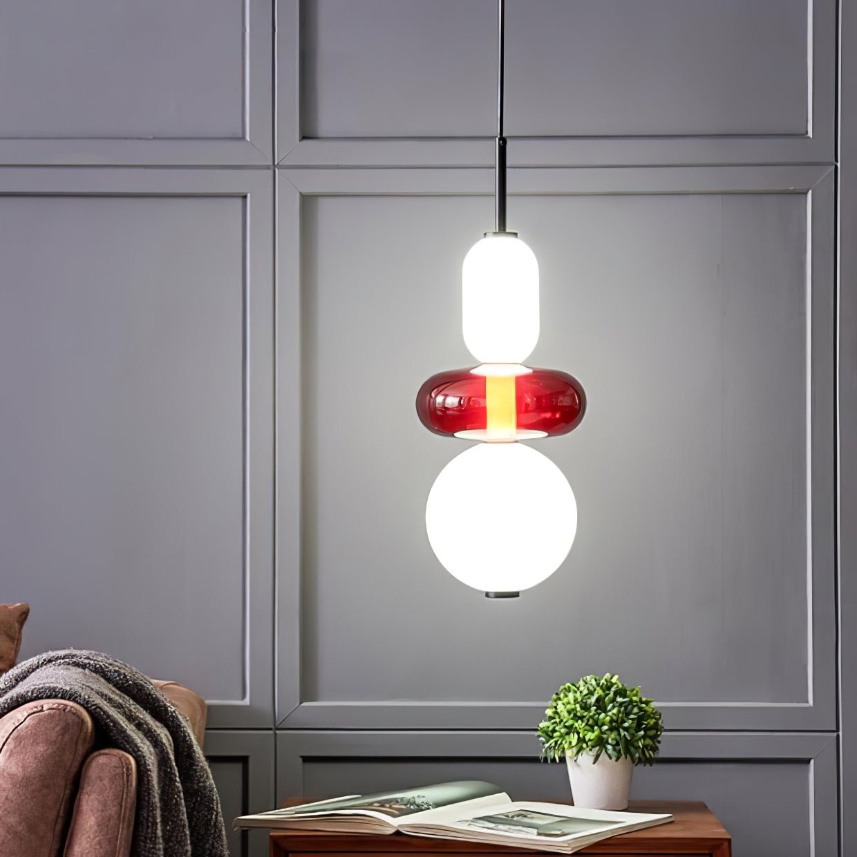 Moderne Glas Deckenlampe – Bunte Pendelleuchte im Skandinavischen Design