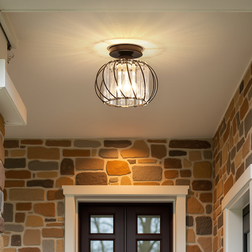 Deckenlampe mit Kristalleffekt und Metallrahmen