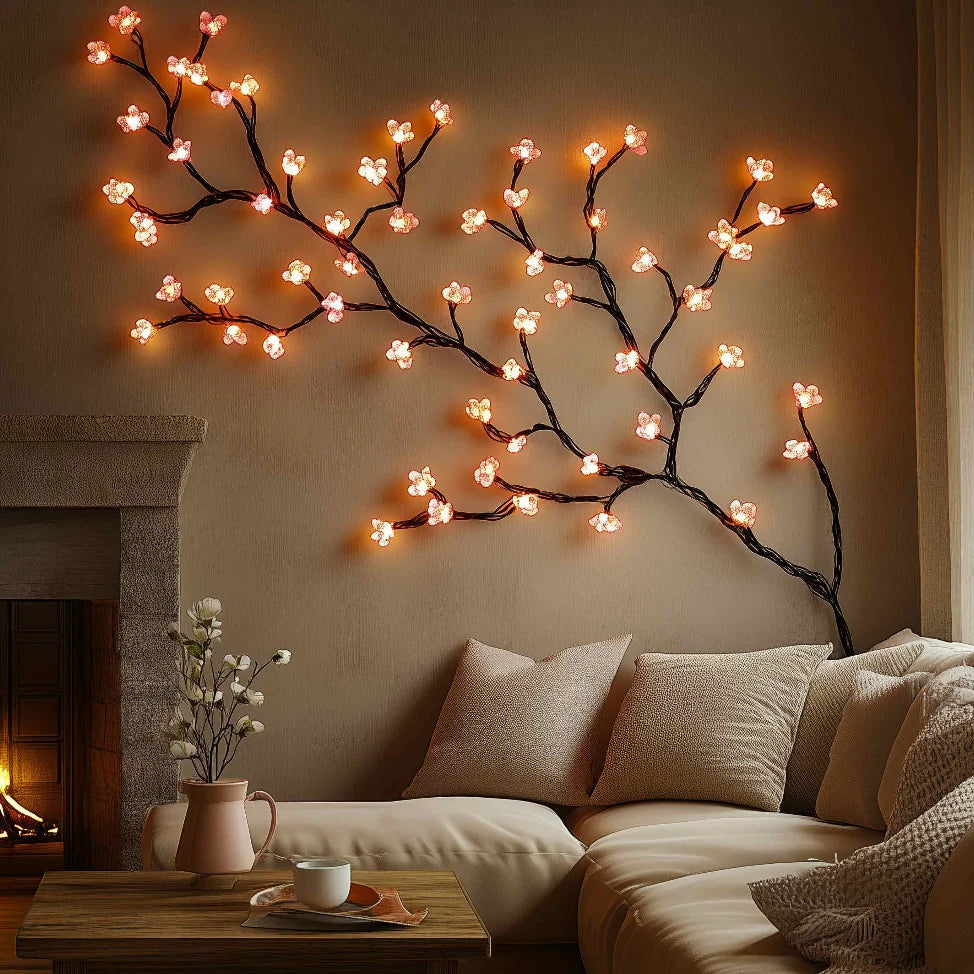 LED-Wandleuchte im Kirschblütenzweig-Design