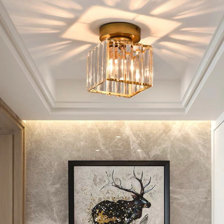 Quadratische Kristall-Deckenlampe mit Lichteffekt