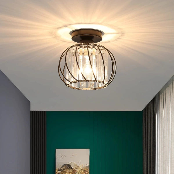 Deckenlampe mit Kristalleffekt und Metallrahmen
