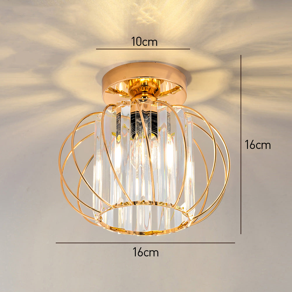 Deckenlampe mit Kristalleffekt und Metallrahmen