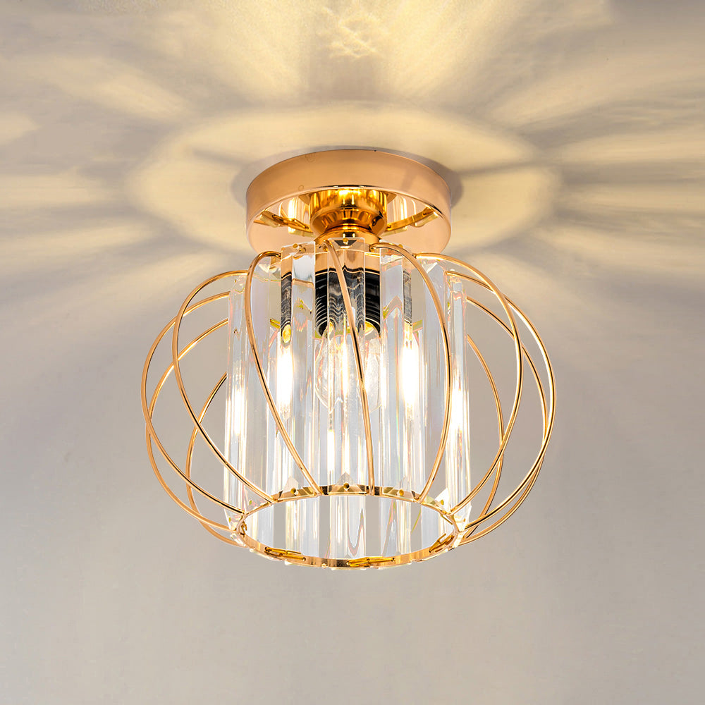 Deckenlampe mit Kristalleffekt und Metallrahmen