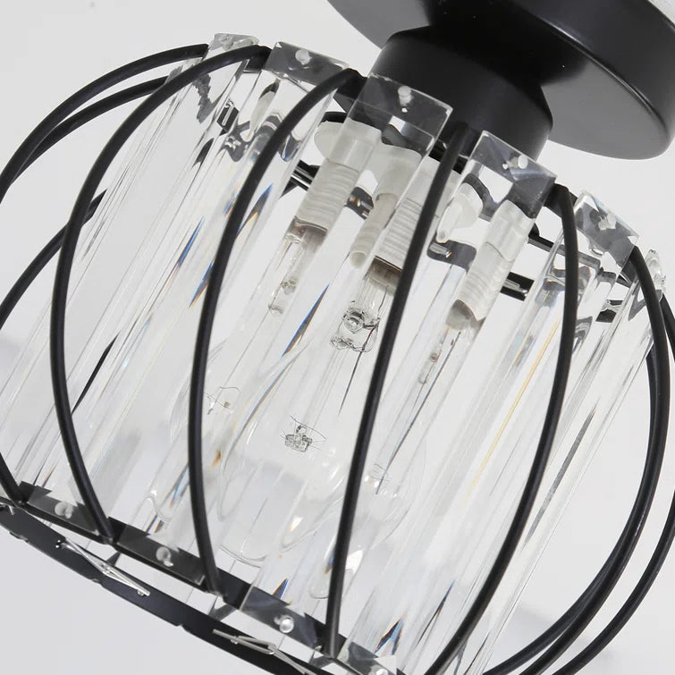 Deckenlampe mit Kristalleffekt und Metallrahmen