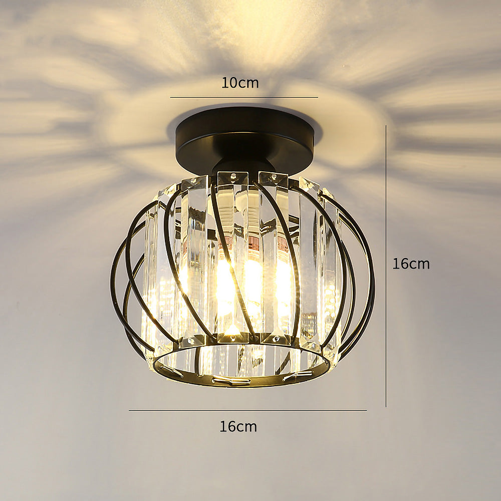 Deckenlampe mit Kristalleffekt und Metallrahmen
