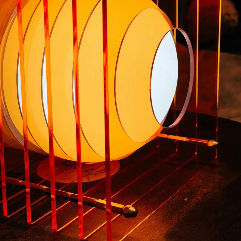 Geometrische Amber-Würfel Tischlampe