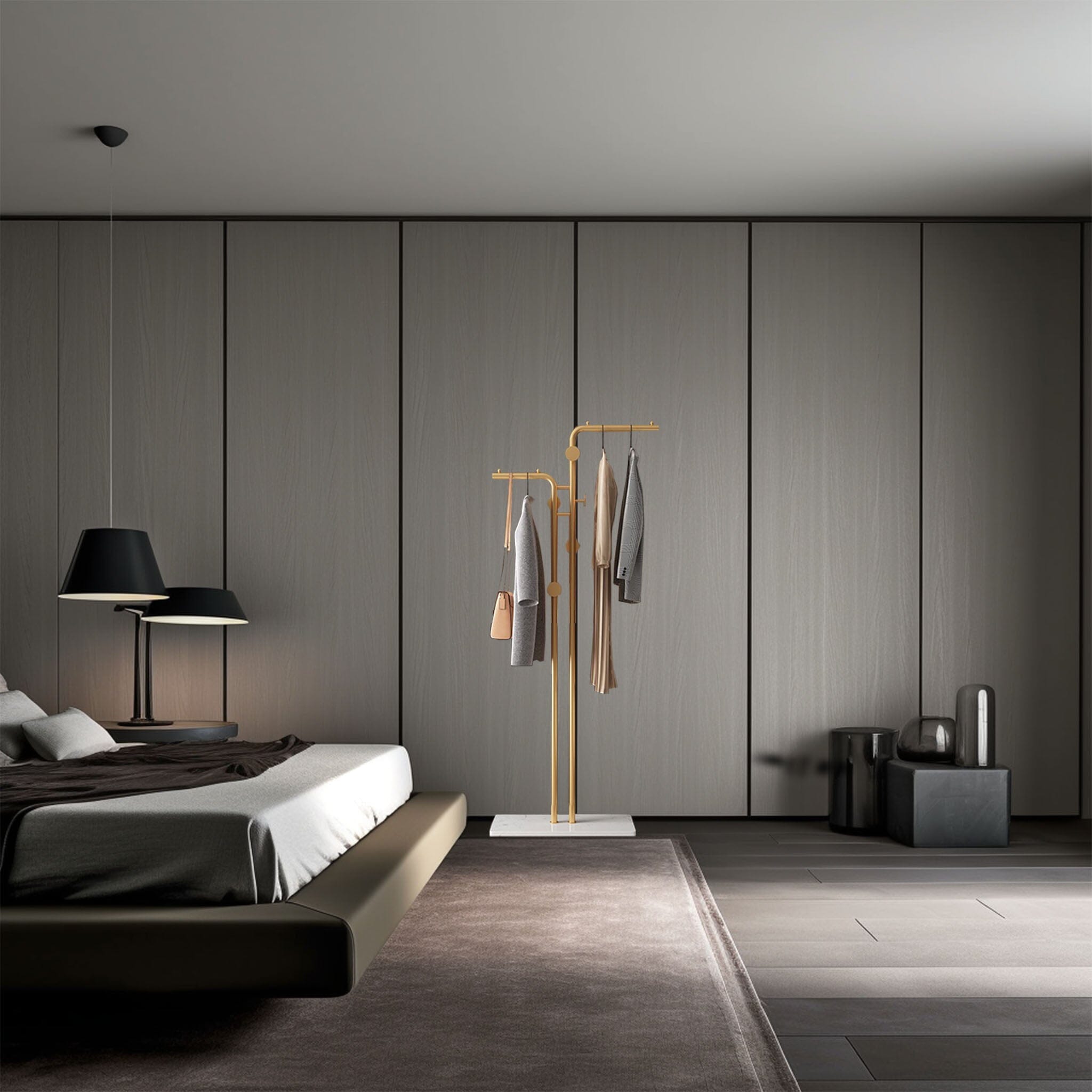 Goldene Kleiderstand mit Marmorfuß – Modern & Stabil