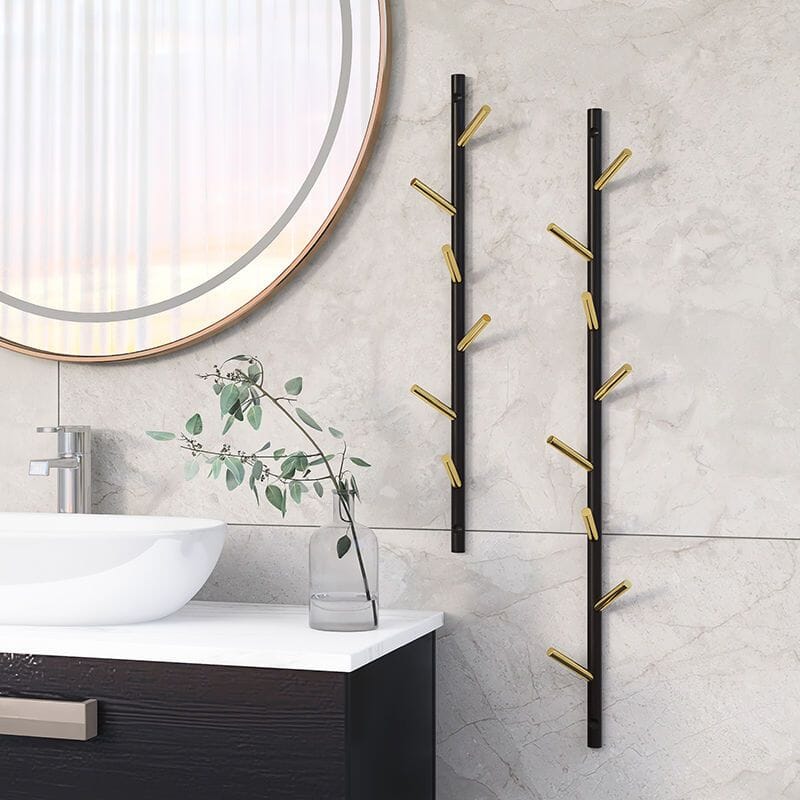 Wandgarderobe Schwarz-Gold – Vertikale Hakenleiste